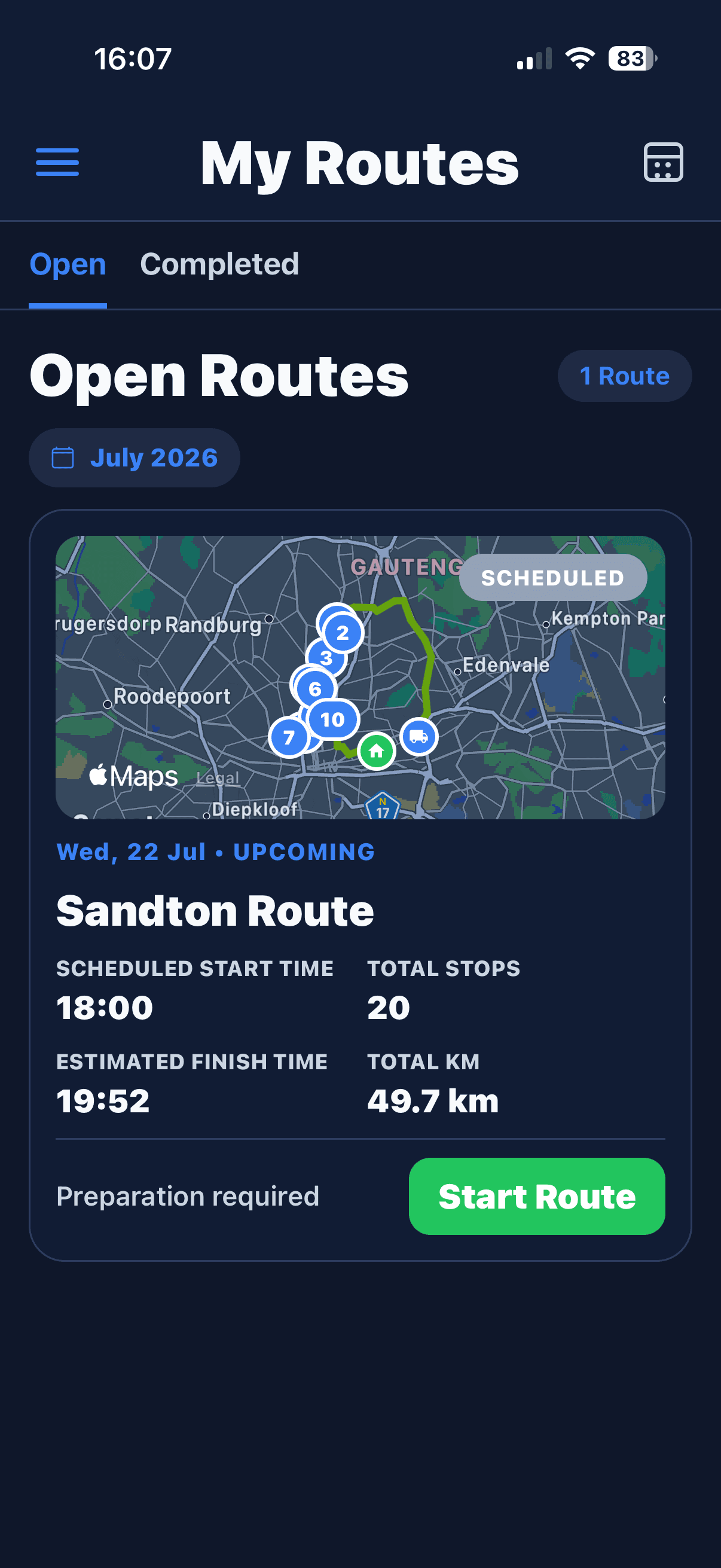 Anouk Fleet driver mobile app